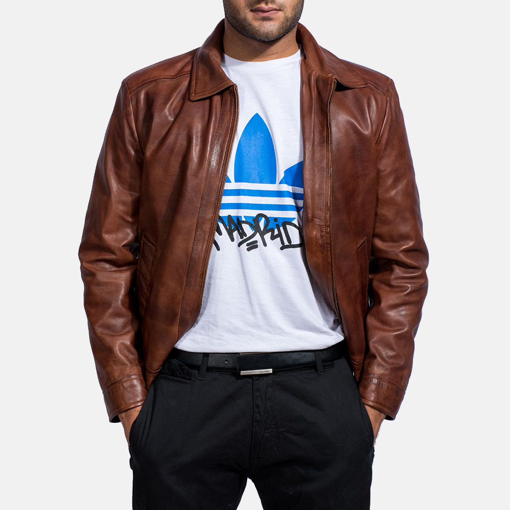 Inferno Brown Leather Jacket For Men