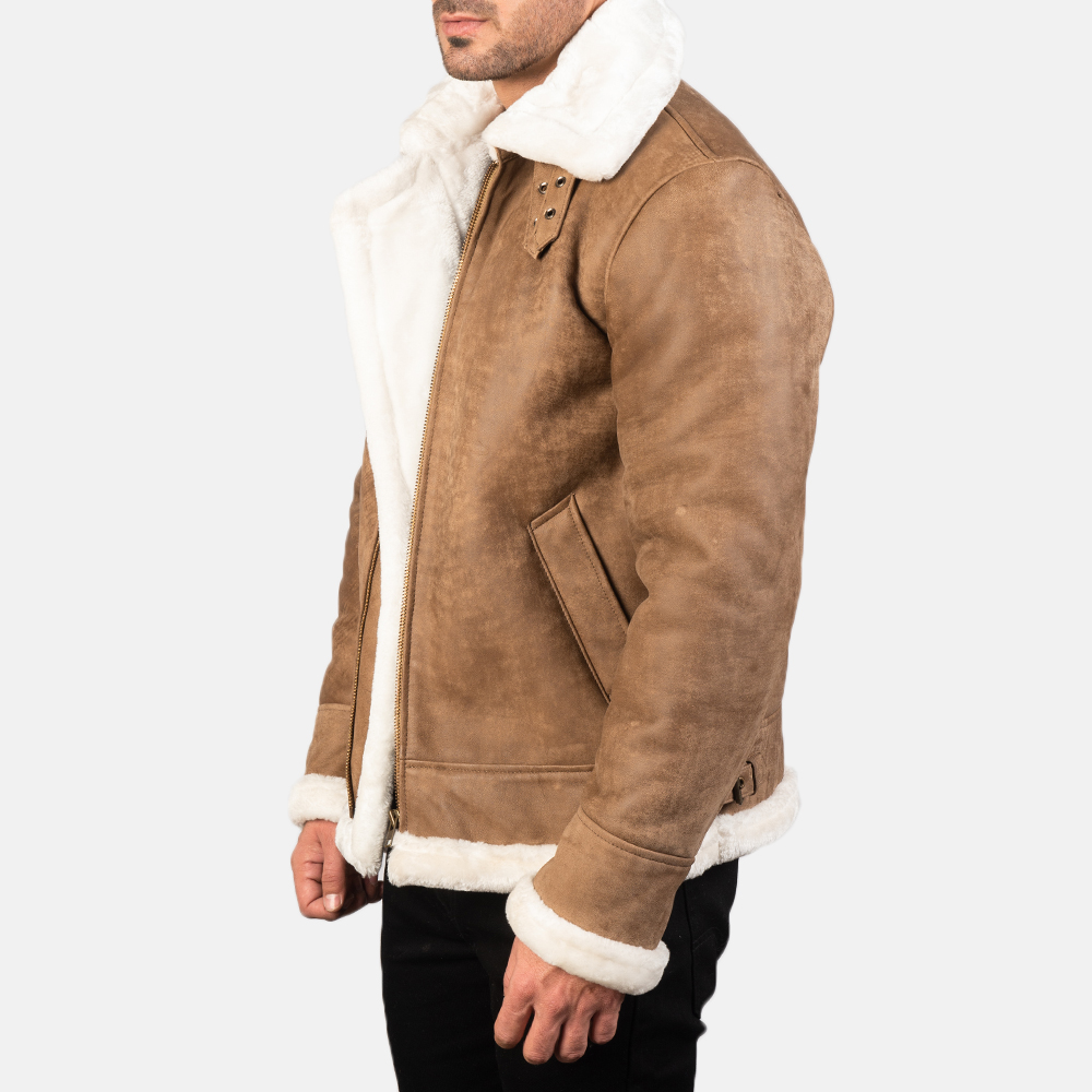 Francis B-3 Distressed Leather Bomber Jacket