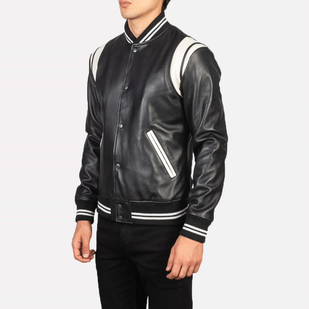 Dantee Black Leather Bomber Jacket