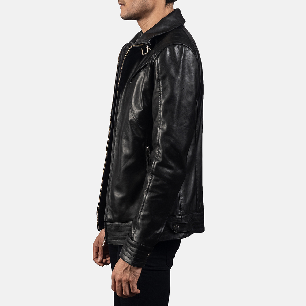 Lavendard Brown Leather Biker Jacket