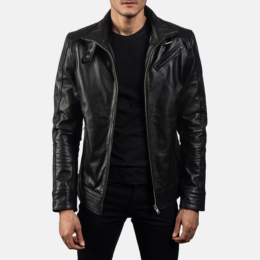 Lavendard Brown Leather Biker Jacket