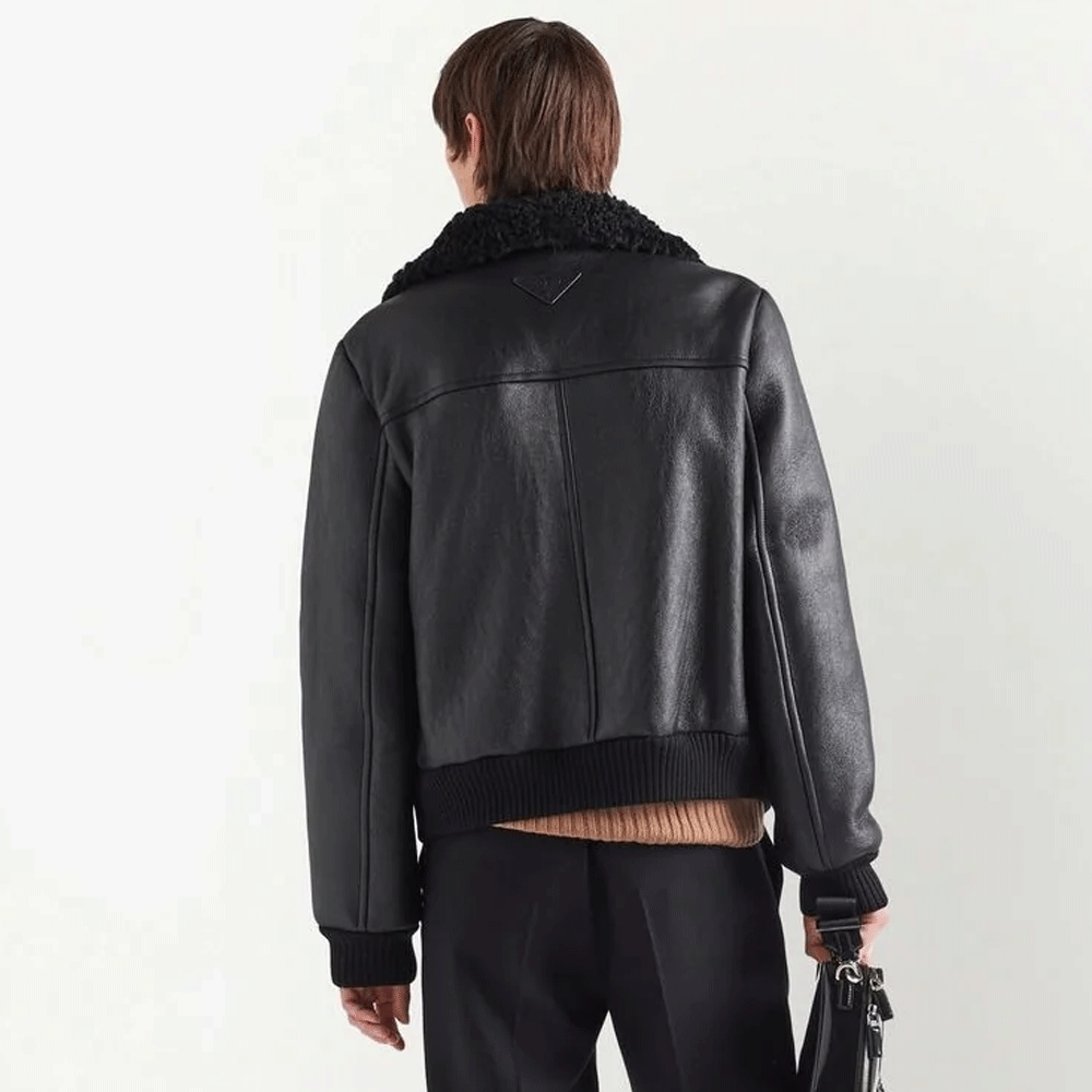 Shearling Zip-up Leather Jacket