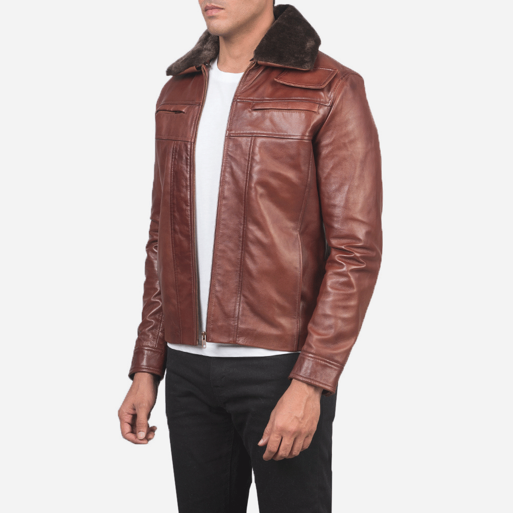 Evan Hart Fur Brown Leather Shearling Jacket